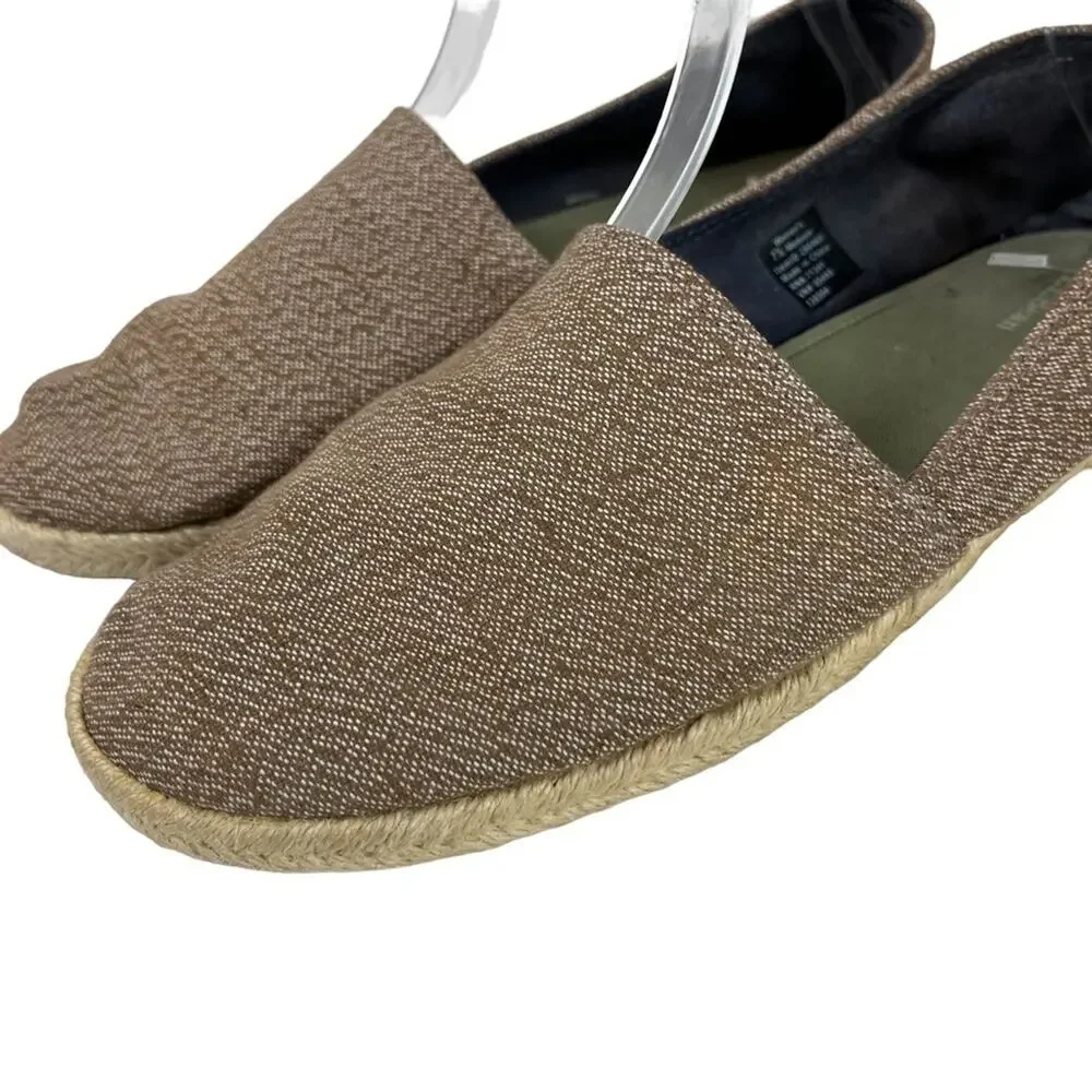 L.L. BEAN Brown Tan Slip On Espadrille Flats Loafers Casual Canvas Shoes sz 7.5